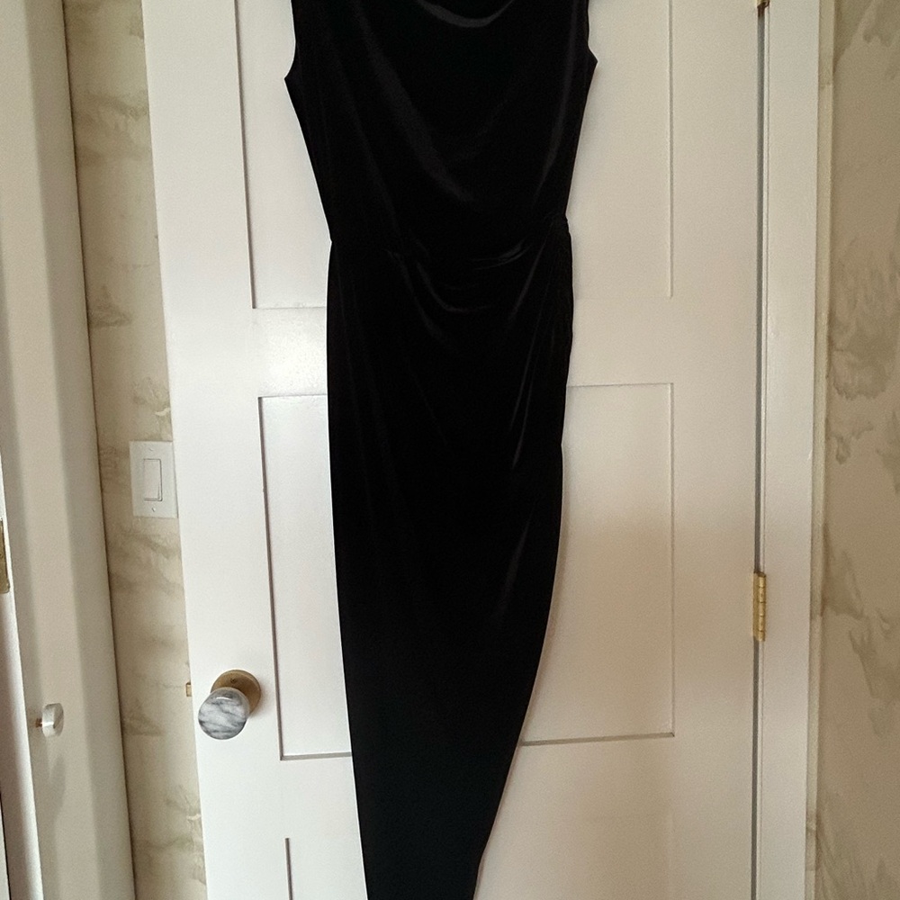 Norma Kamali Black Asymmetrical Velvet Dress